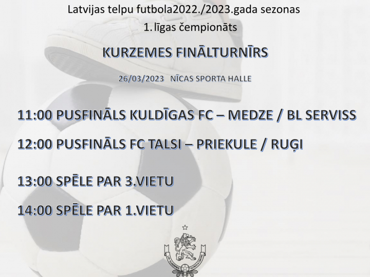 Labākās futbola komandas cīnīsies Kurzemes finālturnīrā