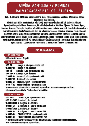 Aizputē norisināsies šaušanas sacensības