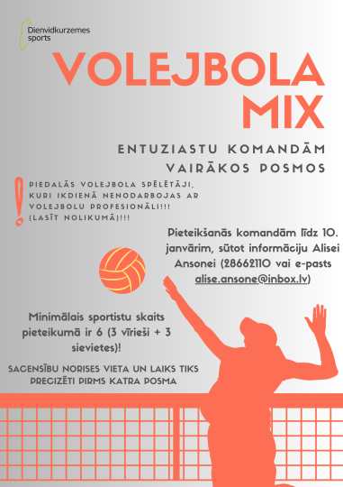 Volejbola mix entuziastu komandām