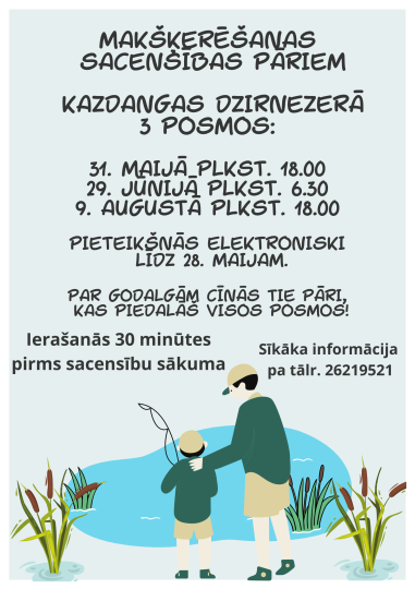 Makšķerēšanas sacensības pāriem Kazdangas dzirnezerā