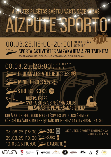 Aizputes pilsētas svētkos norisināsies sporta sacensības 