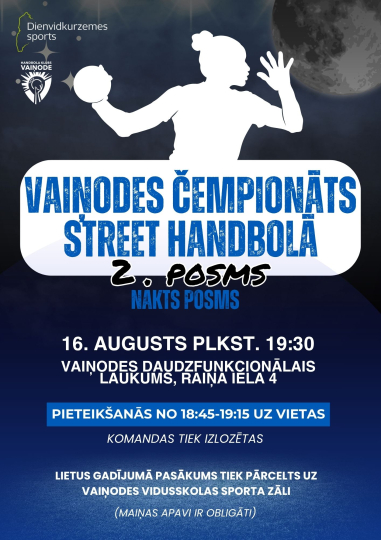 VAIŅODES ČEMPIONĀTA STREET HANDBOLĀ – 2. POSMS (NAKTS POSMS)