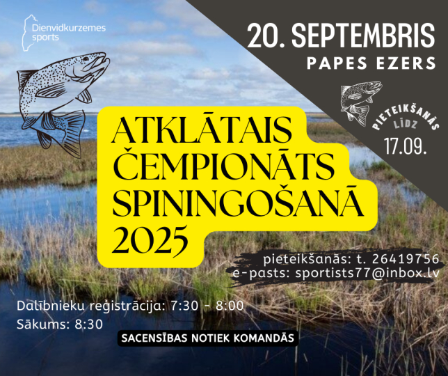 Aicinām uz Dienvidkurzemes novada atklāto čempionātu spiningošanā 2025!