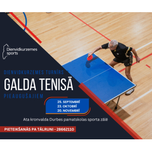 Durbē norisināsies Dienvidkurzemes galda tenisa turnīrs pieaugušajiem