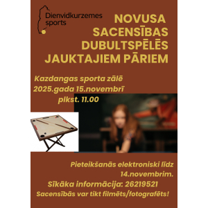 Kazdangā notiks novusa sacensības jauktajiem pāriem