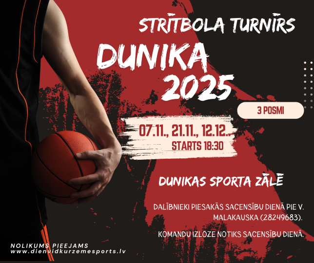 Strītbola turnīrs “Dunika – 2025” aicina piedalīties visus sporta entuziastus!