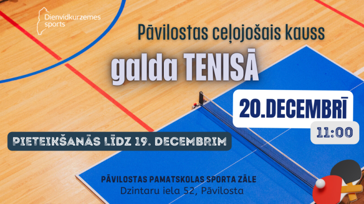 Aicinām piedalīties Pāvilostas ceļojošā kausa izcīņā galda tenisā 2025