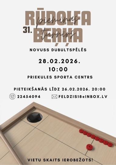 Dubultspēļu turnīrs novusā Priekulē pulcēs spēles entuziastus jau 31. reizi