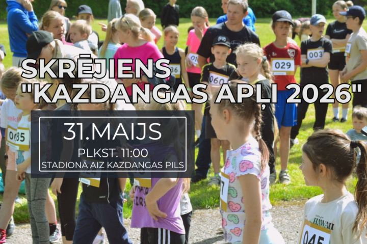 Kazdangā norisināsies skrējiens “Kazdangas apļi 2026”.