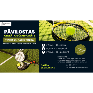 Pāvilostā aicina piedalīties Atklātajā čempionātā tenisā un padel tenisā 2026
