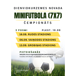 Aicina pieteikt komandas Dienvidkurzemes novada minifutbola čempionātam