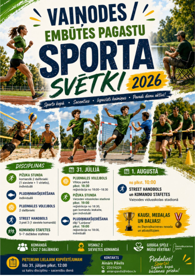 Vaiņodes un Embūtes pagastos norisināsies sporta svētki