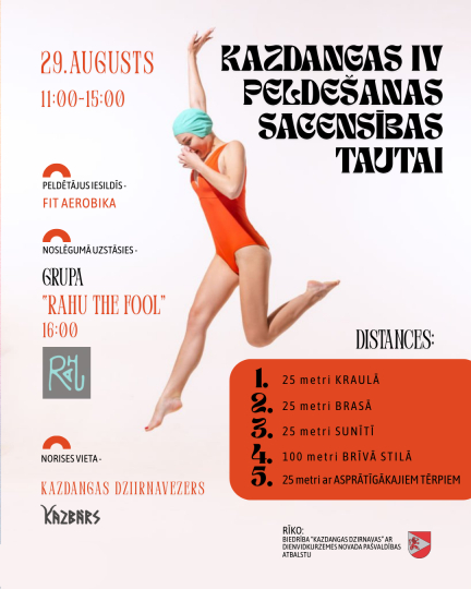Kazdangā notiks kulturālās peldēšanas sacensības un grupas 