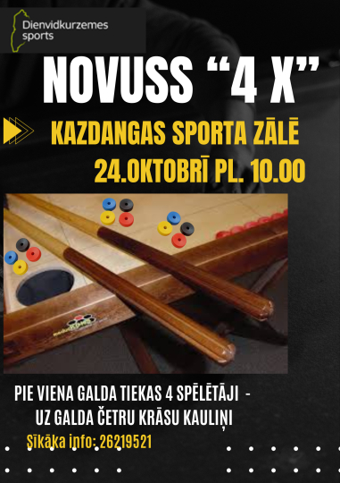 Kazdangā notiks novusa sacensības “4 X”