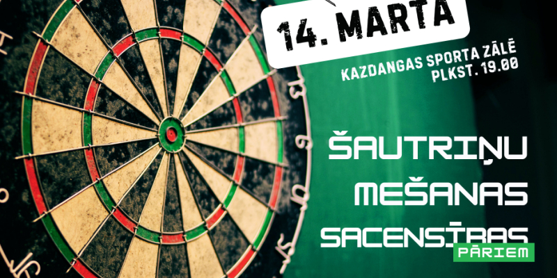 Kazdangas sporta zālē notiks šautriņu mešanas sacensības pāriem
