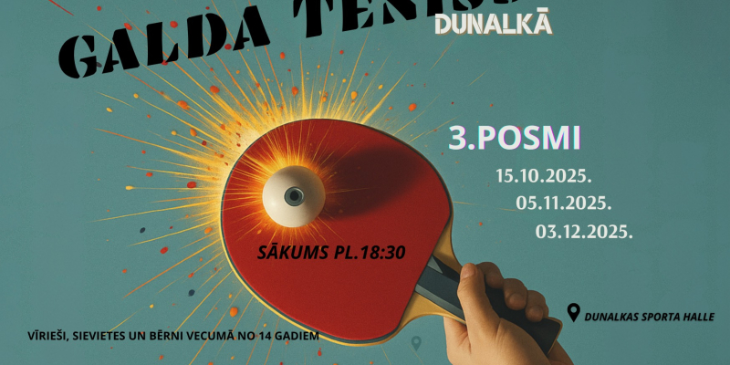Dunalkā sāksies galda tenisa turnīrs – pirmais posms jau 15. oktobrī!