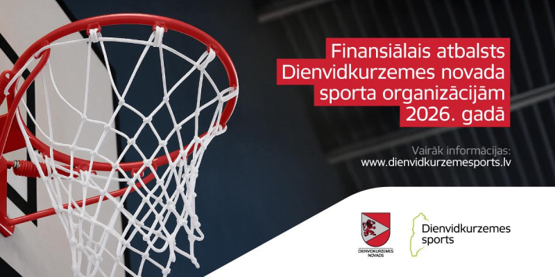 aicina sporta organizācijas pieteikties finansiālam atbalstam 2026. gadam.